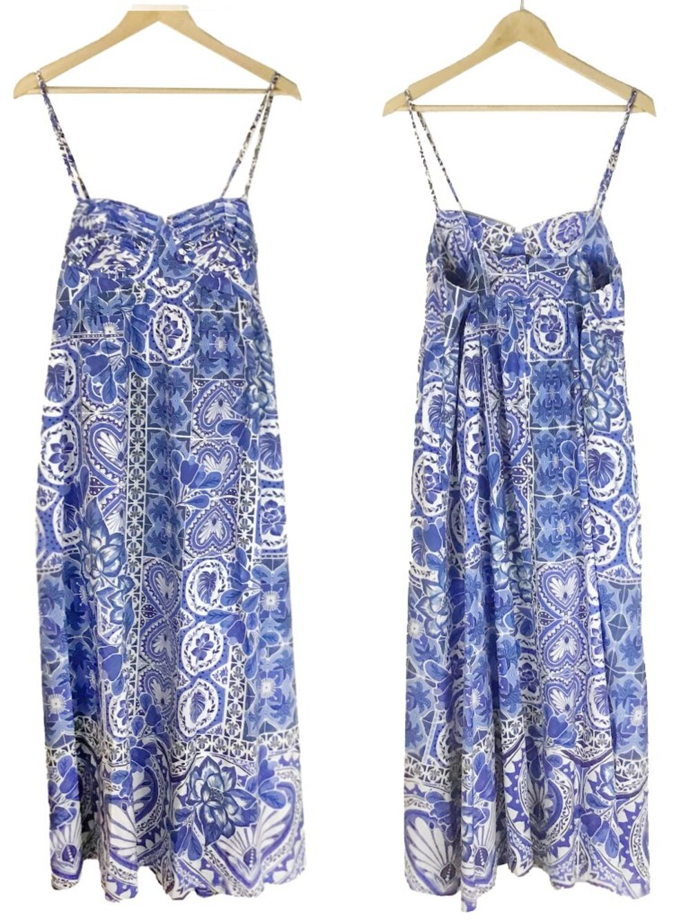 Farm Rio Blue Tile Dream Sleeveless Maxi Dress - Picture 4 of 16